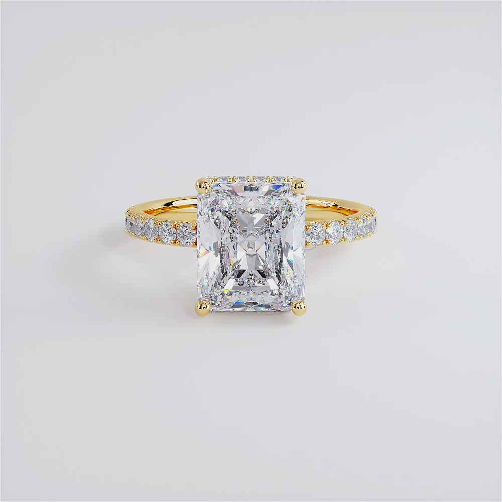 3 Carat Radiant Cut Under Halo Petite Micropavé