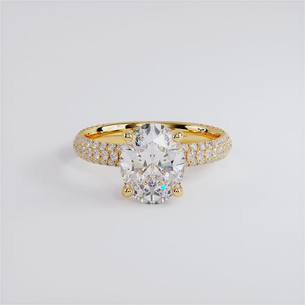 2 Carat Oval Cut Trio Micropavé