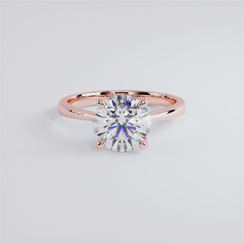 2 Carat Round Brilliant Petite Tapered 4 Prong Solitaire