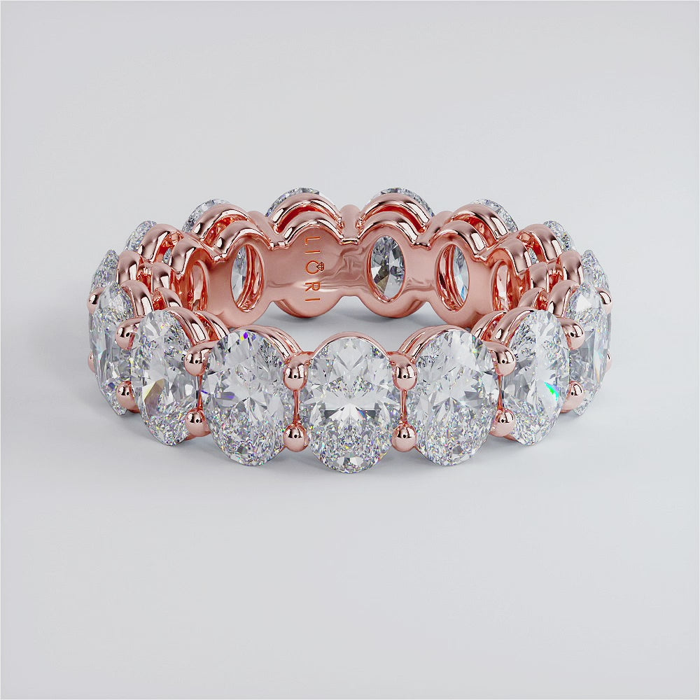 7.95ctw Oval Cut Diamond Eternity Band Set In 14k Rose Gold
