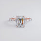 4.19ctw GIA Certified Emerald Cut Alternating Round & Marquise Lab Grown Diamond Engagement Ring set in 14k Rose Gold