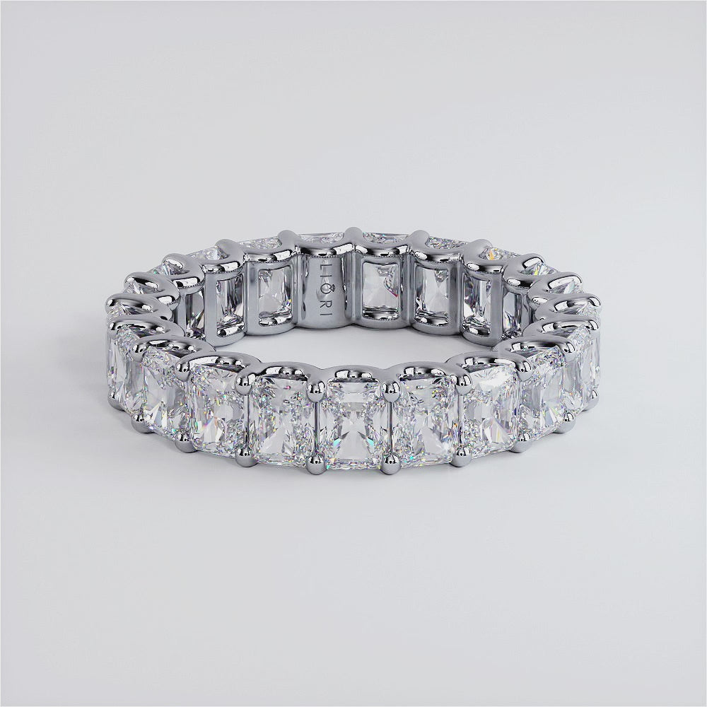 5.25ctw Radiant Cut Diamond Eternity Band Set In 14k White Gold