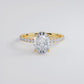 2.42ctw GIA Certified Oval Cut Under Halo Petite Micropavé Lab Grown Diamond Engagement Ring set in 18k Yellow Gold