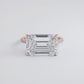 5.59ctw GIA Certified E-VVS2 Emerald Cut East to West Petite Micropavé Lab Grown Diamond Engagement Ring set in 14k Rose Gold