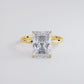 4.23 Carat GIA Certified Radiant Cut Petite Wire Solitaire Lab Grown Diamond Engagement Ring set in 14k Yellow Gold