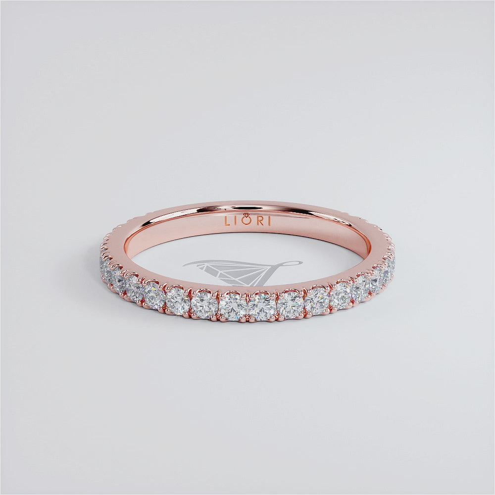 2mm Diamond Wedding Band Ring Anniversary Ring 0.50ctw 14k Rose Gold