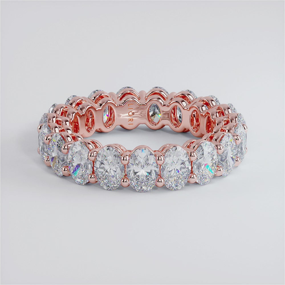 5.00ctw Oval Cut Diamond Eternity Band Set In 14k Rose Gold