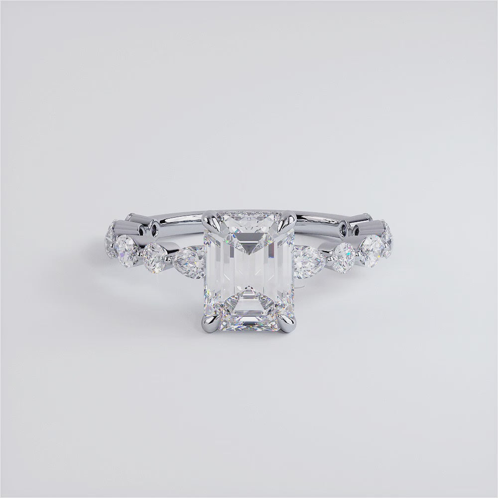 2 Carat Emerald Cut Alternating Round & Marquise