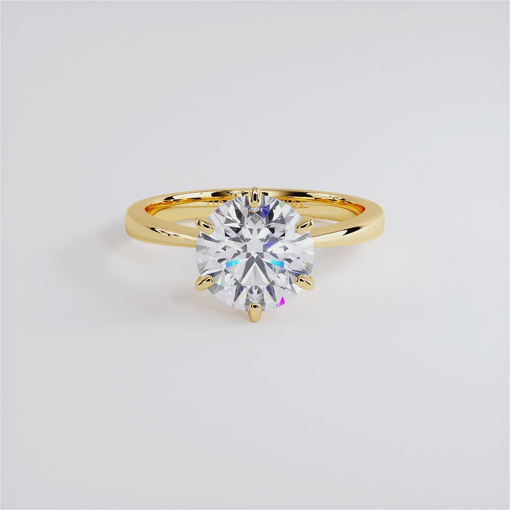 2 Carat Round Brilliant Petite Tapered 6 Prong Solitaire