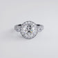 4.20ctw Round Brilliant F-VS1 Milgrain Filigree Vintage Style Halo Lab Grown Diamond Engagement Ring 14k White Gold