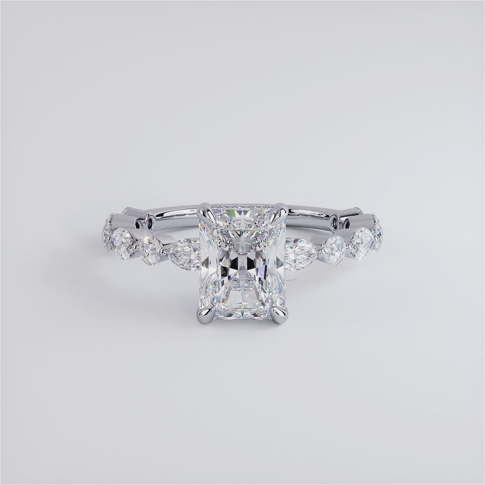 2 Carat Radiant Cut Alternating Round & Marquise