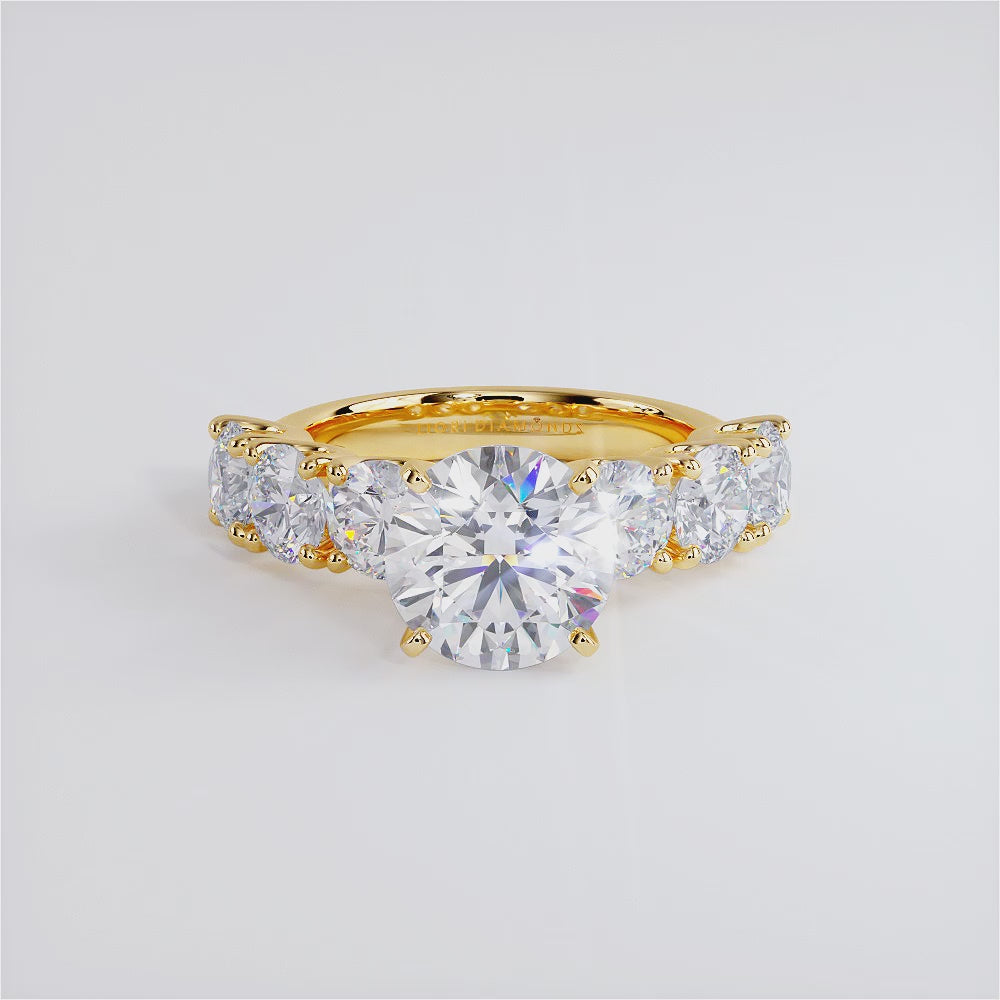 5.70ctw F-VS1 Round Brilliant XL Buttercup Lab Grown Diamond Engagement Ring 14k Yellow Gold