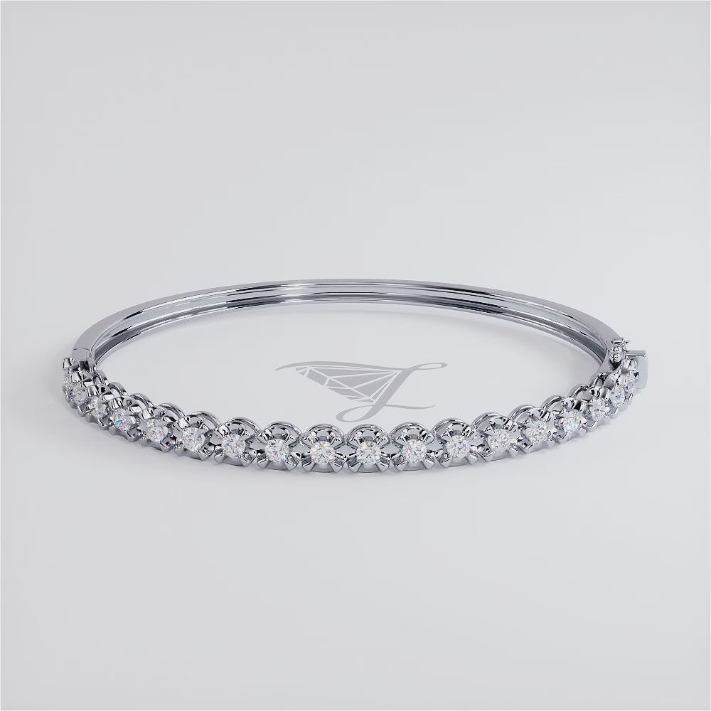 1.25ctw Round Brilliant Buttercup Diamond Bangle Bracelet set in 14k White Gold
