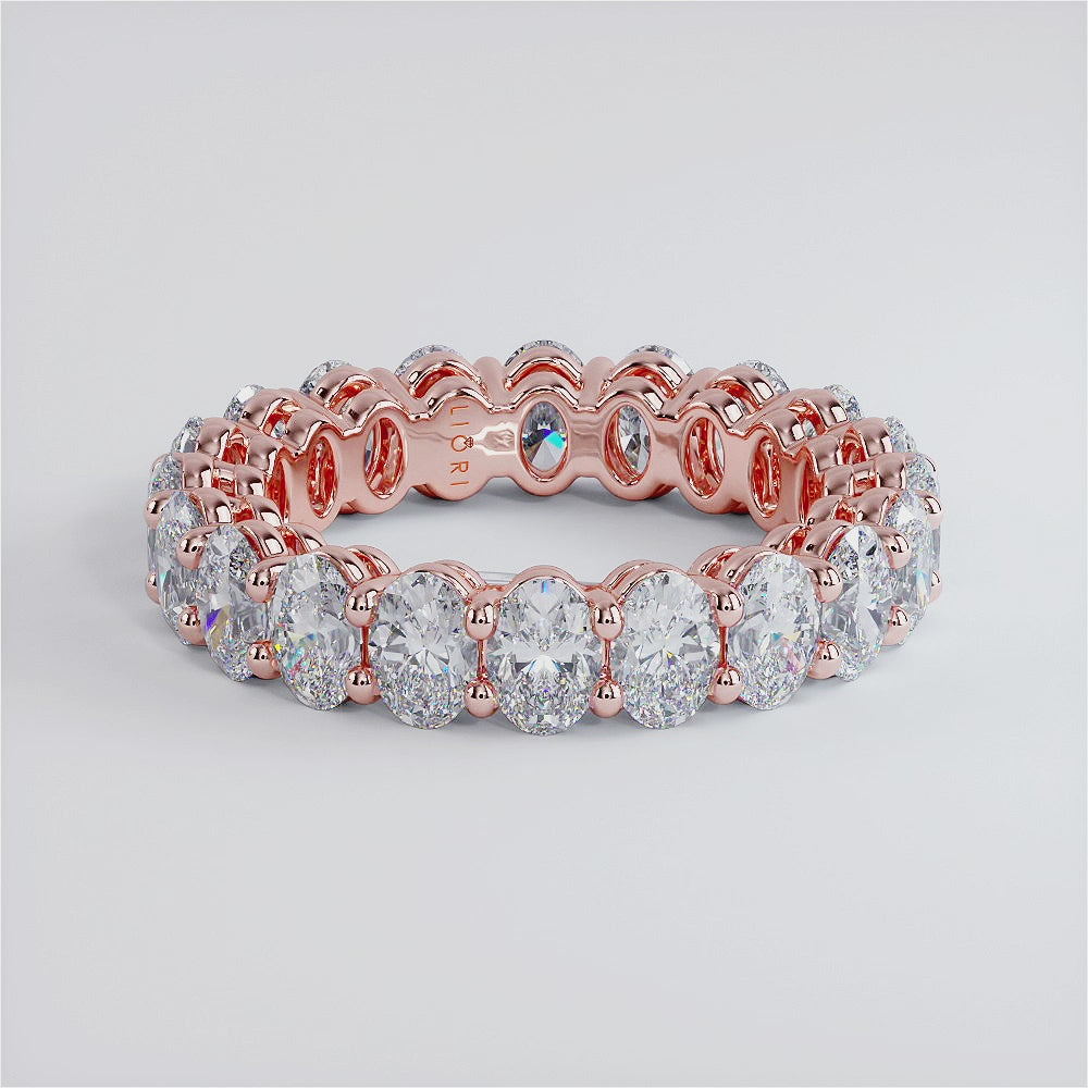 4.20ctw Oval Cut Diamond Eternity Band Set In 14k Rose Gold