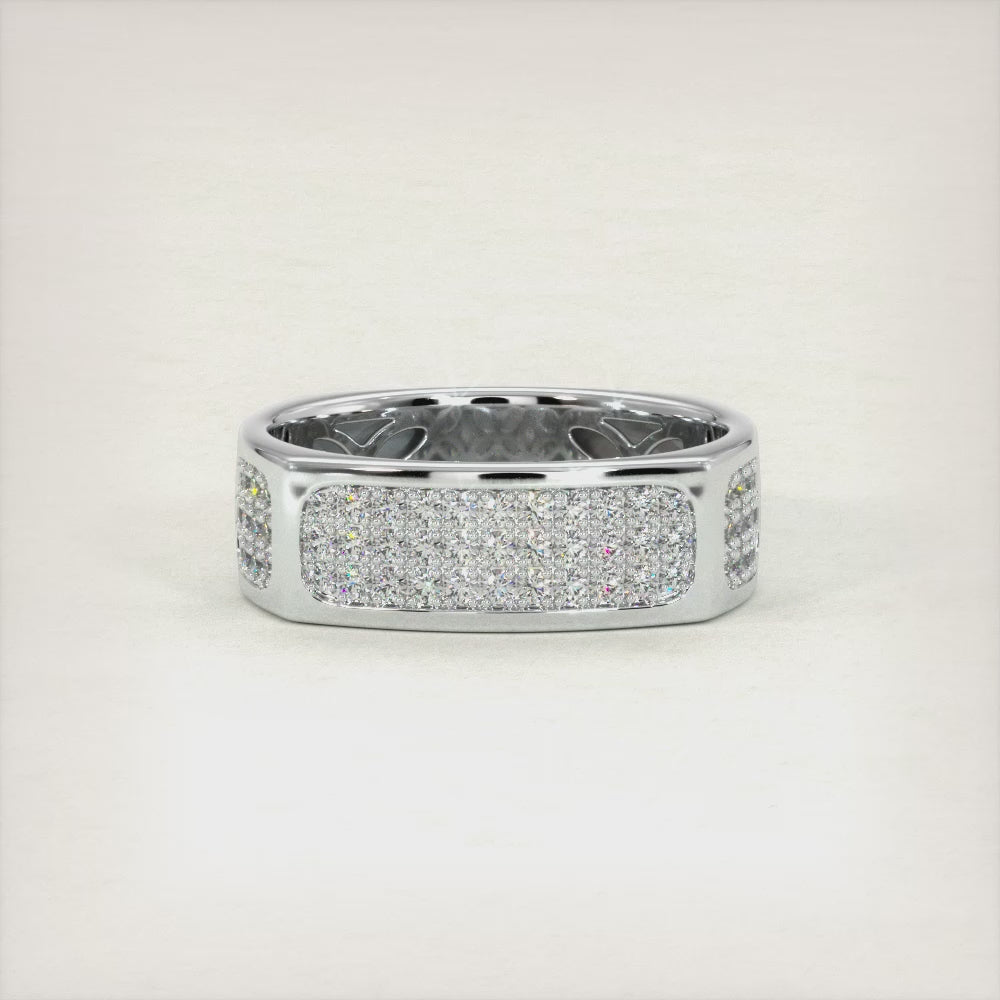 1.05ctw Mens Pave Diamond  Wedding Band Ring set in 14k White Gold Men Ring
