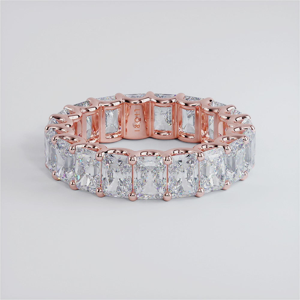 6.65ctw Radiant Cut Diamond Eternity Band Set In 14k Rose Gold