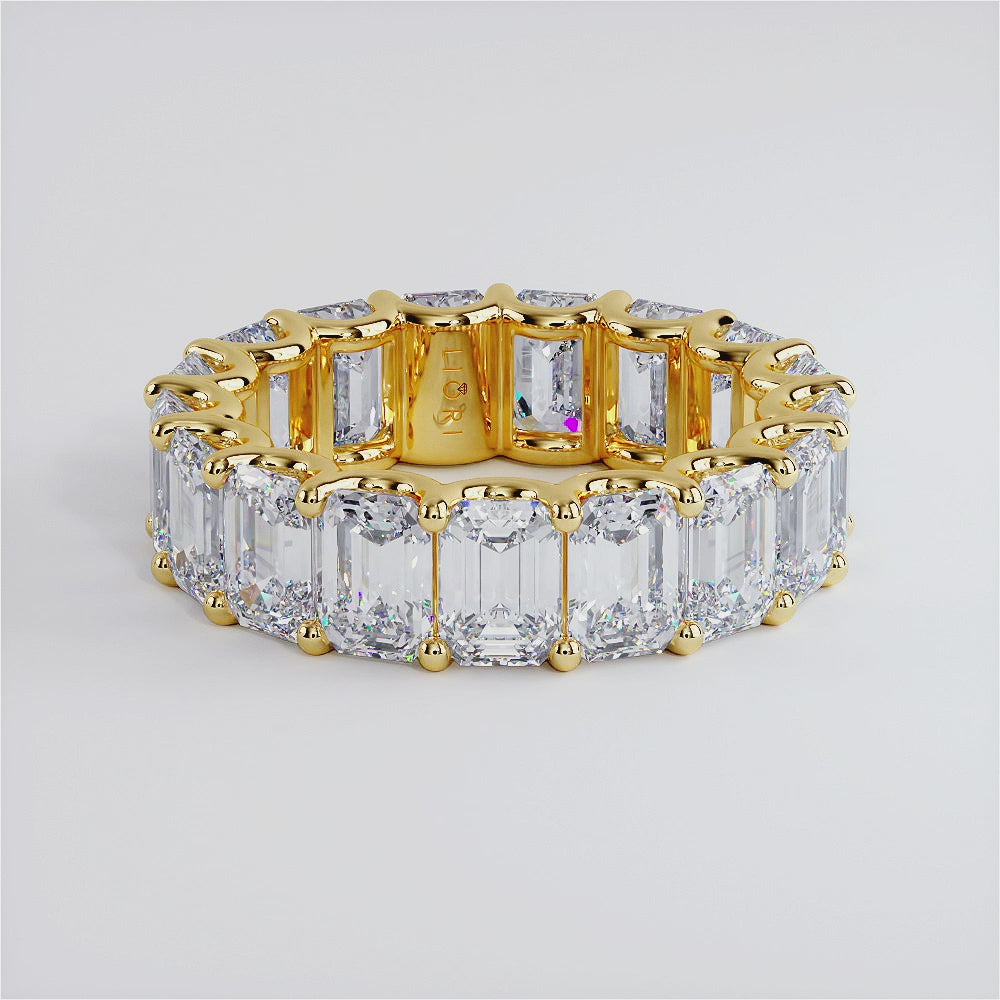 9.00ctw Emerald Cut Diamond Eternity Band Set In 14k Yellow Gold