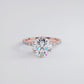 4.50ctw Round Brilliant F-VS1 Micropavé 6 Prong Petite Lab Grown Diamond Engagement Ring 14k Rose Gold