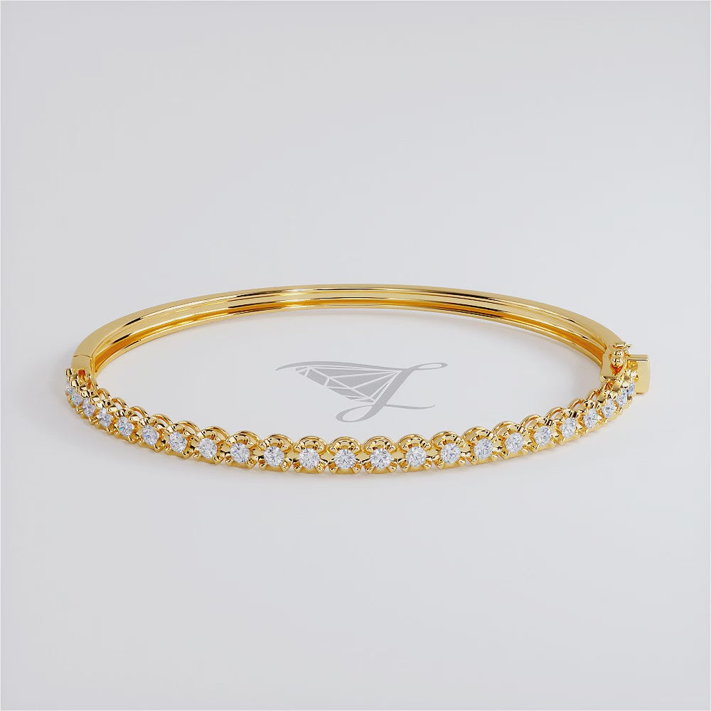 0.75ctw Round Brilliant Buttercup Diamond Bangle Bracelet set in 14k Yellow Gold