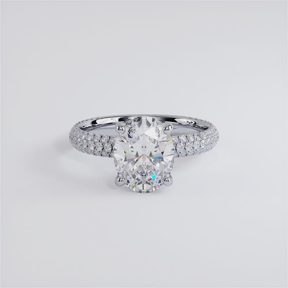2 Carat Oval Cut Trio Micropavé