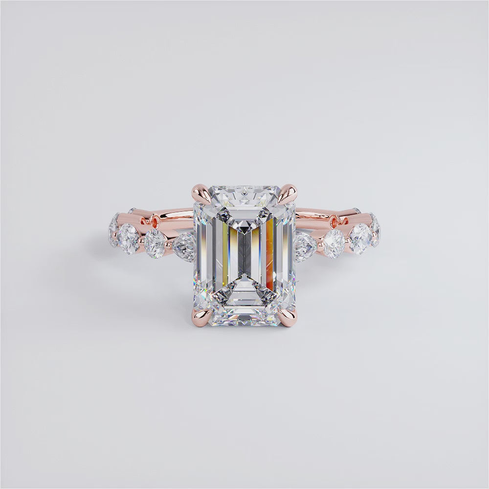 4 Carat Emerald Cut Alternating Round & Marquise
