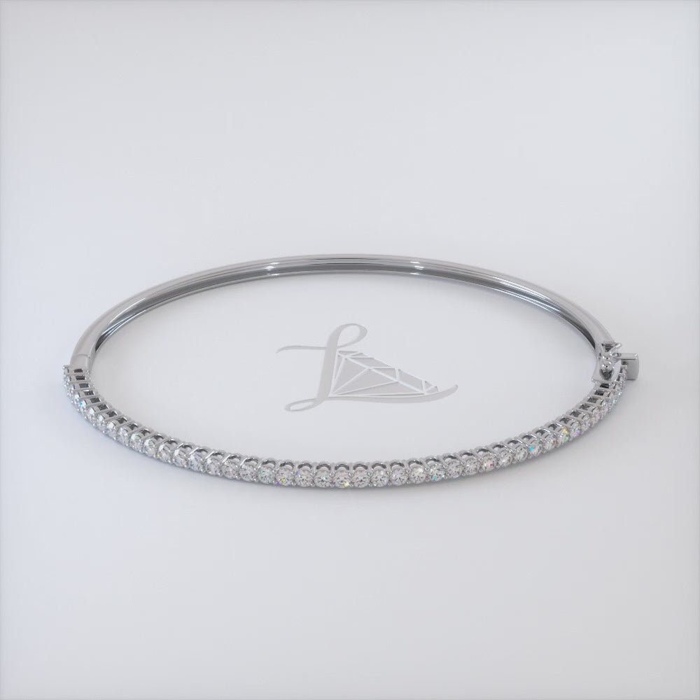 1.25ctw Round Brilliant Diamond Bangle Bracelet set in 14k White Gold