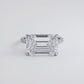 5.59ctw GIA Certified E-VVS2 Emerald Cut East to West Petite Micropavé Lab Grown Diamond Engagement Ring set in Platinum