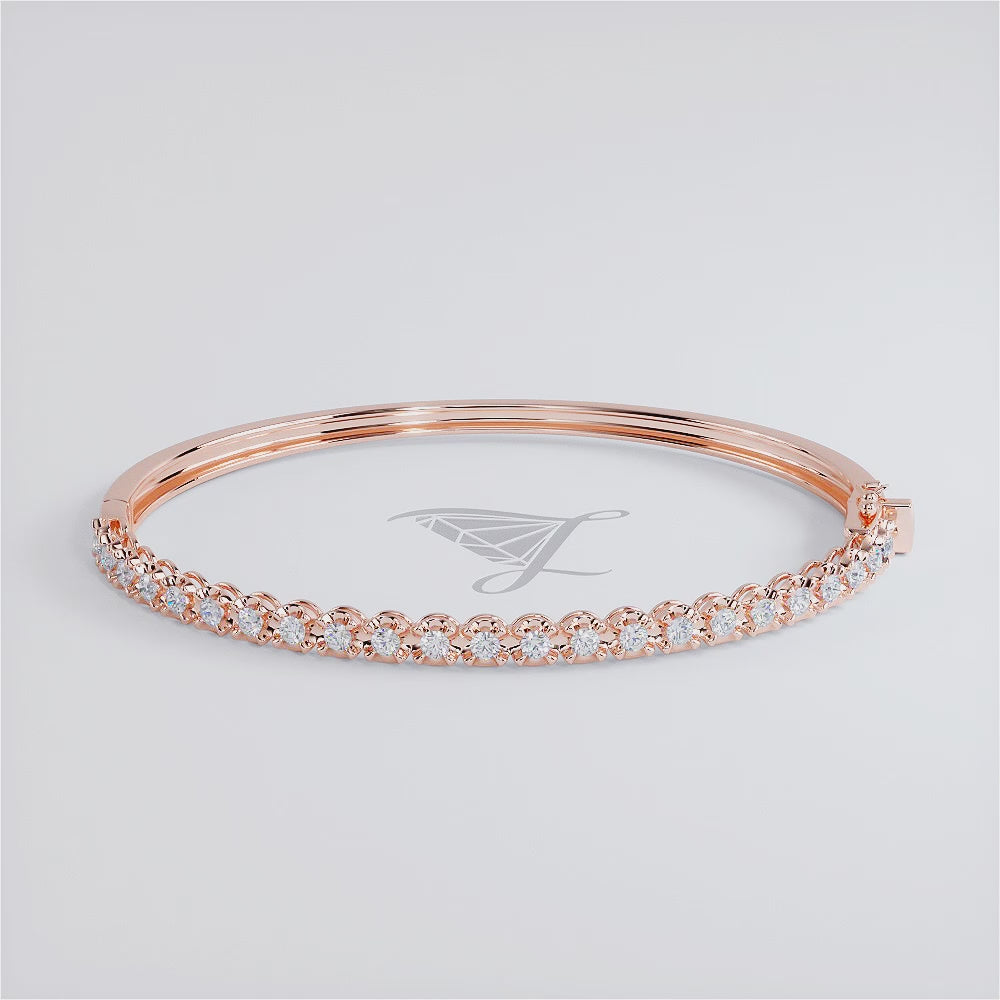 0.75ctw Round Brilliant Buttercup Diamond Bangle Bracelet set in 14k Rose Gold