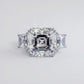 17 Carat Asscher Cut & Trapezoid Three Stone