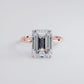 4.41 Carat GIA Certified Emerald Cut Petite Wire Solitaire Lab Grown Diamond Engagement Ring set in 14k Rose Gold