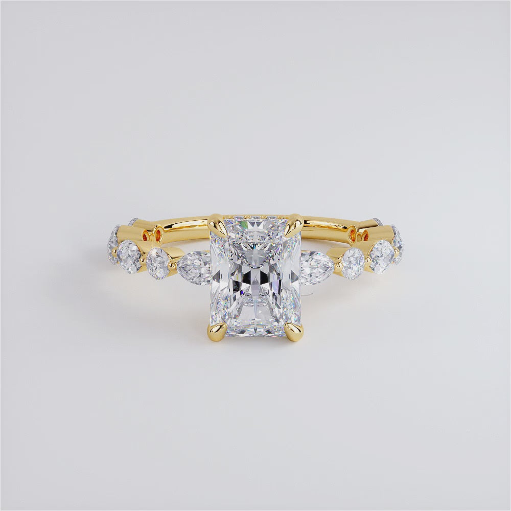 2 Carat Radiant Cut Alternating Round & Marquise