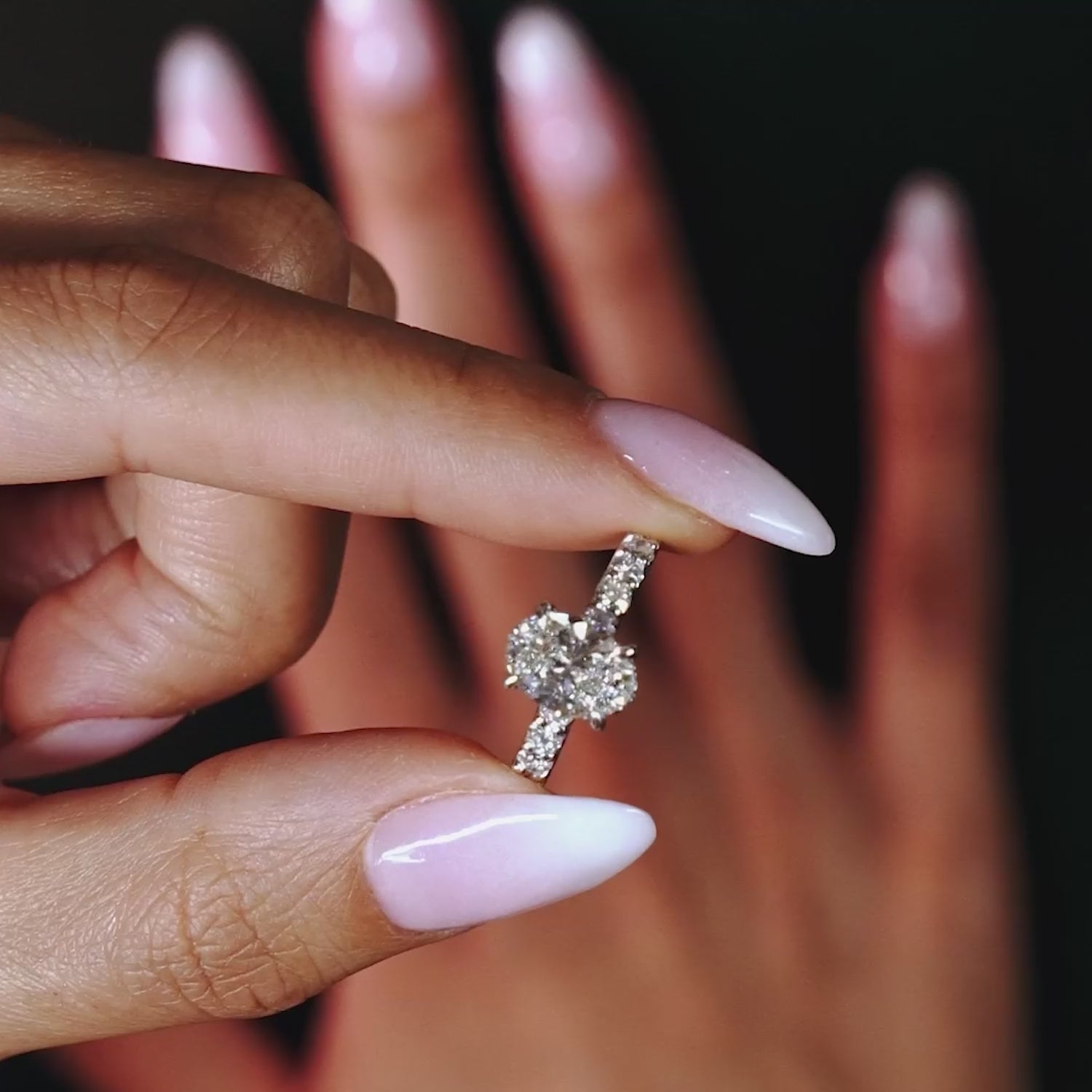 3.50ctw Oval Cut Under Halo Lucida set Lab Grown Diamond Engagement Ring 14k White Gold