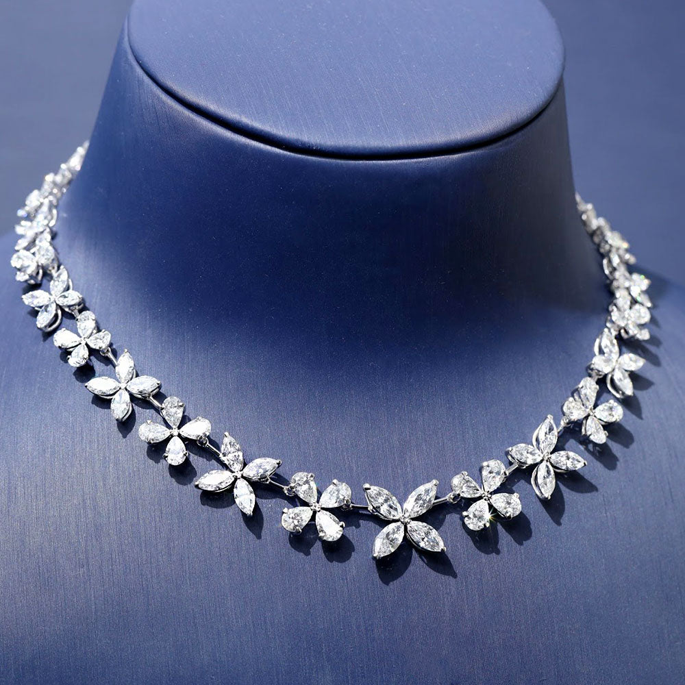 34.80ctw Marquise & Pear Shape Diamond Choker Necklace 14k White Gold