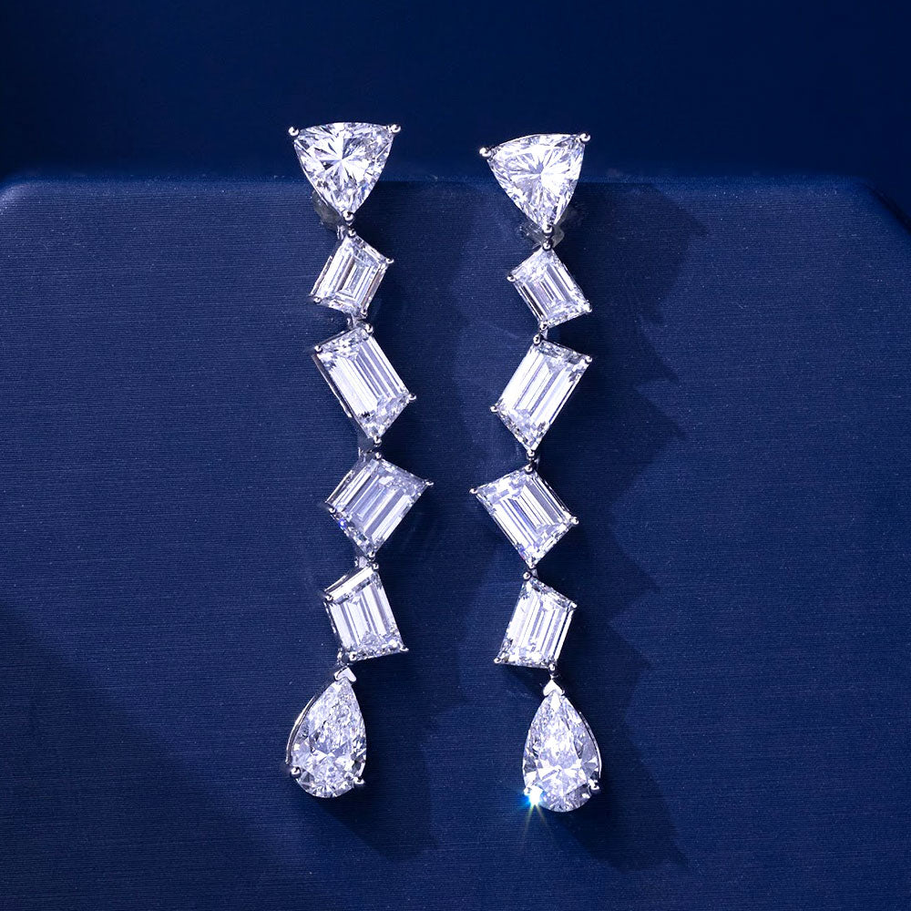 10.03ctw Mix Shape Shape Diamond Earrings 14k White Gold