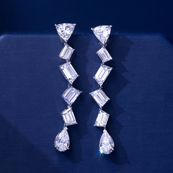 10.03ctw Mix Shape Shape Diamond Earrings 14k White Gold
