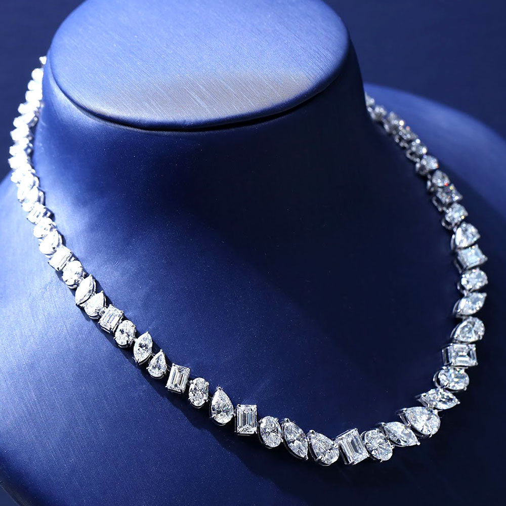 36.73ctw Mix Shape Diamond Choker Necklace 14k White Gold