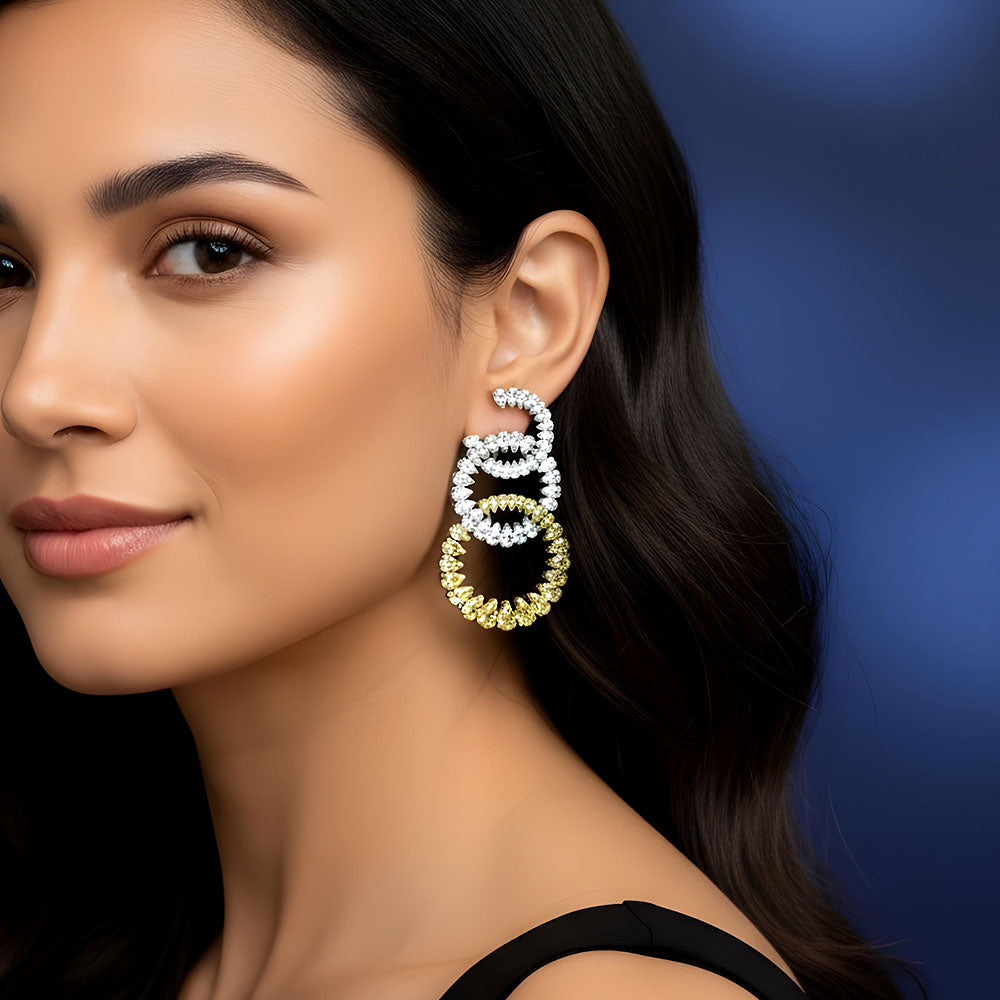 30.73ctw Pear Shape Fancy Yellow & White Diamond Earrings 14k White Gold