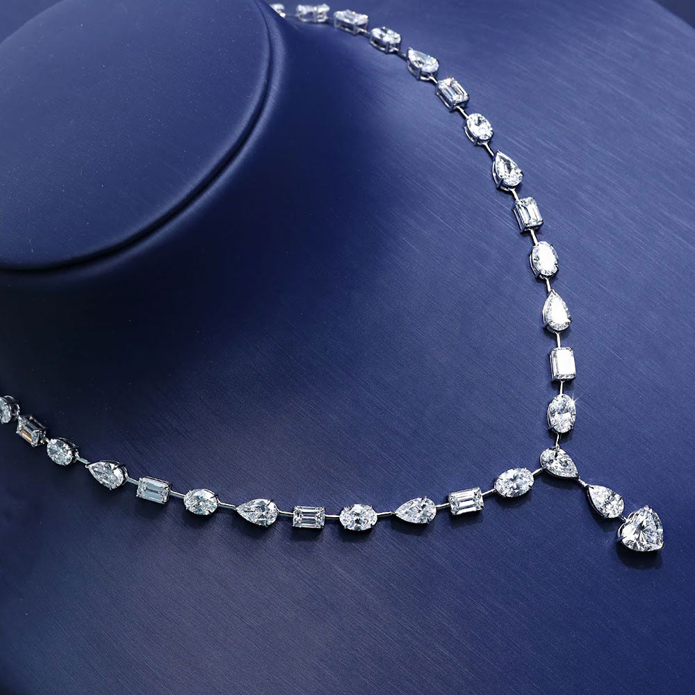 34.62ctw Mix Shape Diamond Drop Necklace 14k White Gold