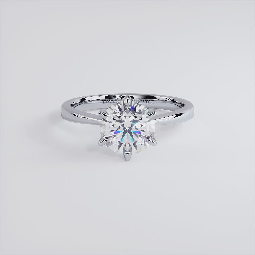1.5 Carat Round Brilliant Petite Tapered 6 Prong Solitaire
