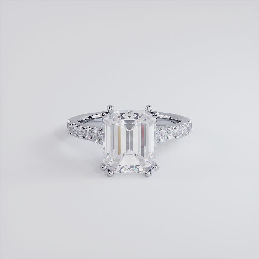 4 Carat Emerald Cut Petite Micro Prong Set