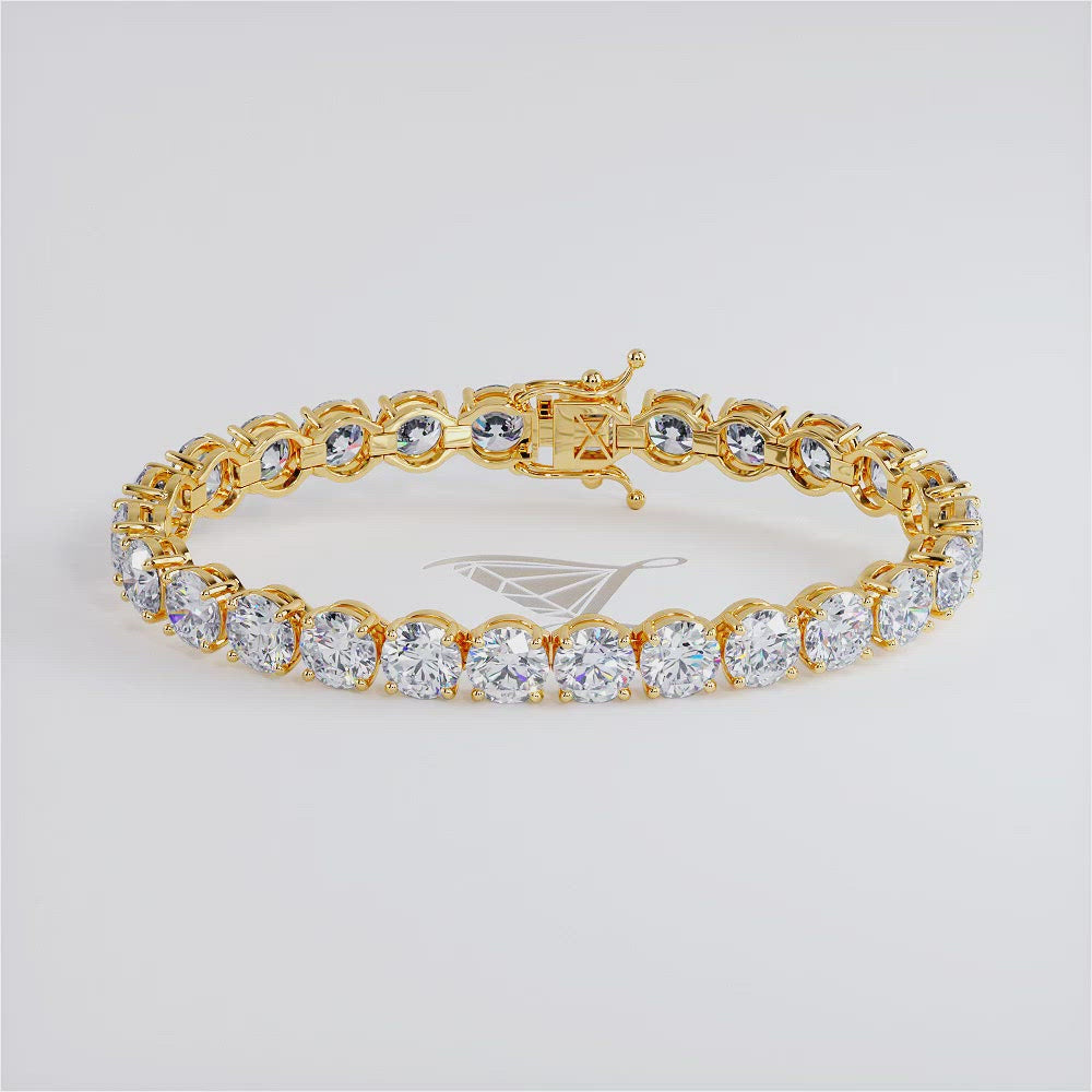 26.00ctw Round Brilliant Diamond Tennis Bracelet set in 14k Yellow  Gold