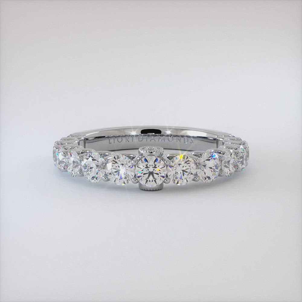 1.92ctw Art Deco Design Wedding Anniversary Band 14k White Gold Vintage Style