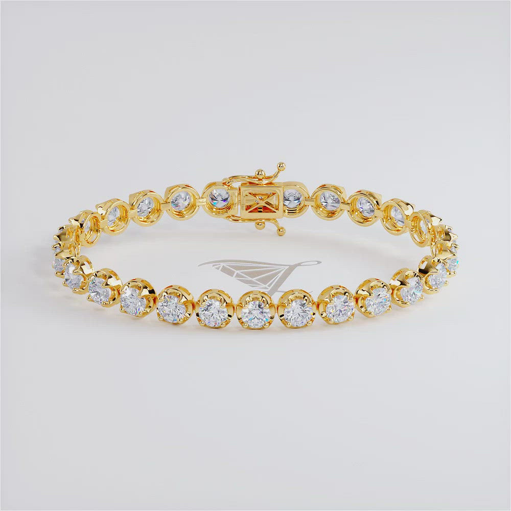 8.50ctw Round Brilliant Buttercup Diamond Tennis Bracelet set in 14k Yellow Gold