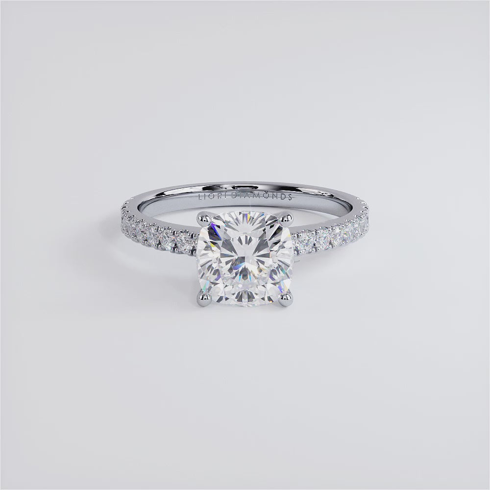 2.5 Carat Cushion Cut Petite Micro Prong Set
