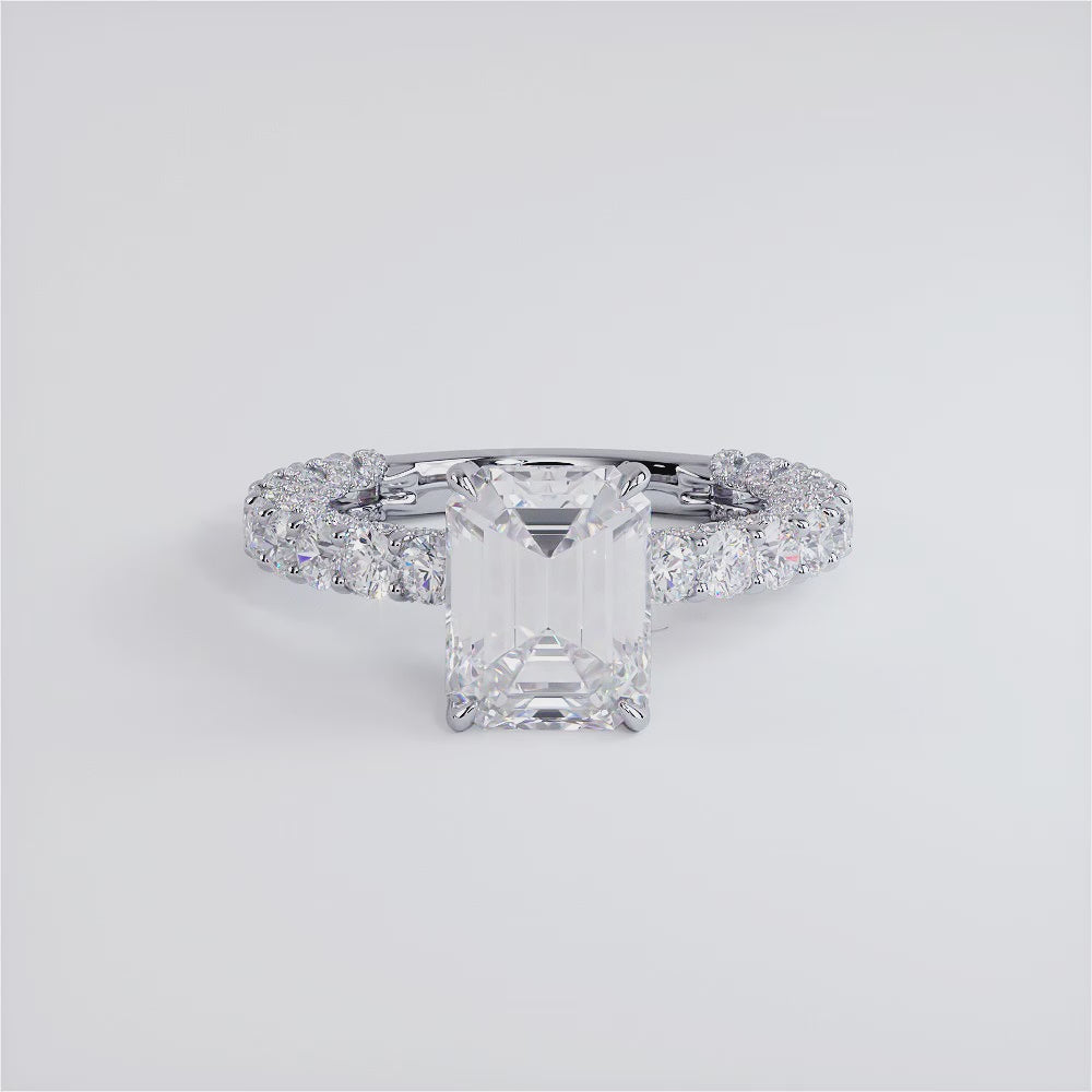 3 Carat Emerald Cut Micropavé Lucida Setting