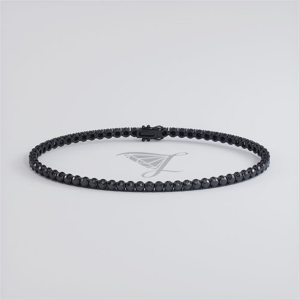3.25ctw Round Brilliant Black Diamond Tennis Bracelet set in 14k Black Gold
