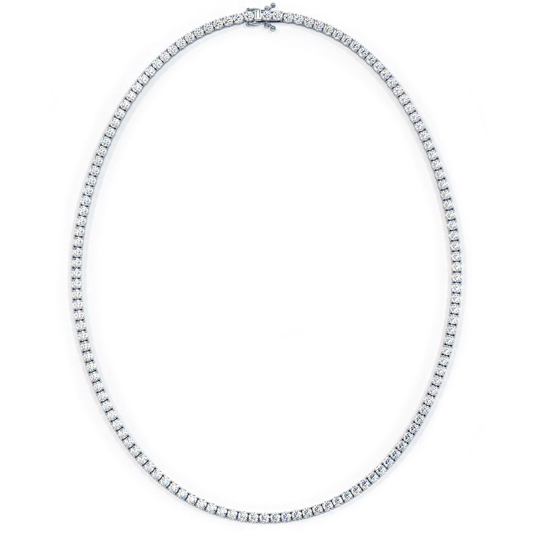13.60ctw Round Brilliant Straight Diamond Eternity Tennis Necklace Set in 14k White Gold