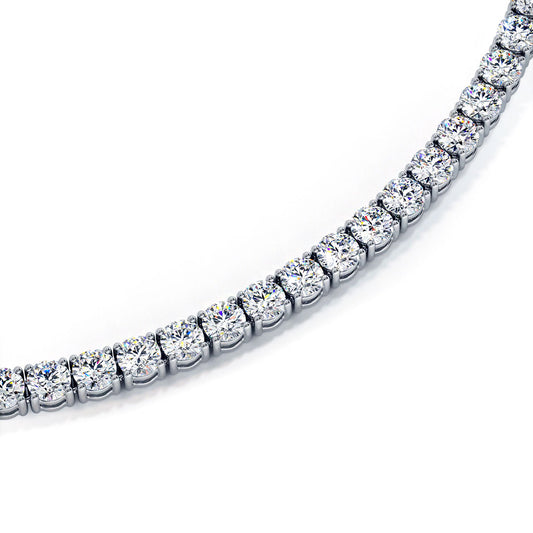 13.60ctw Round Brilliant Straight Diamond Eternity Tennis Necklace Set in 14k White Gold