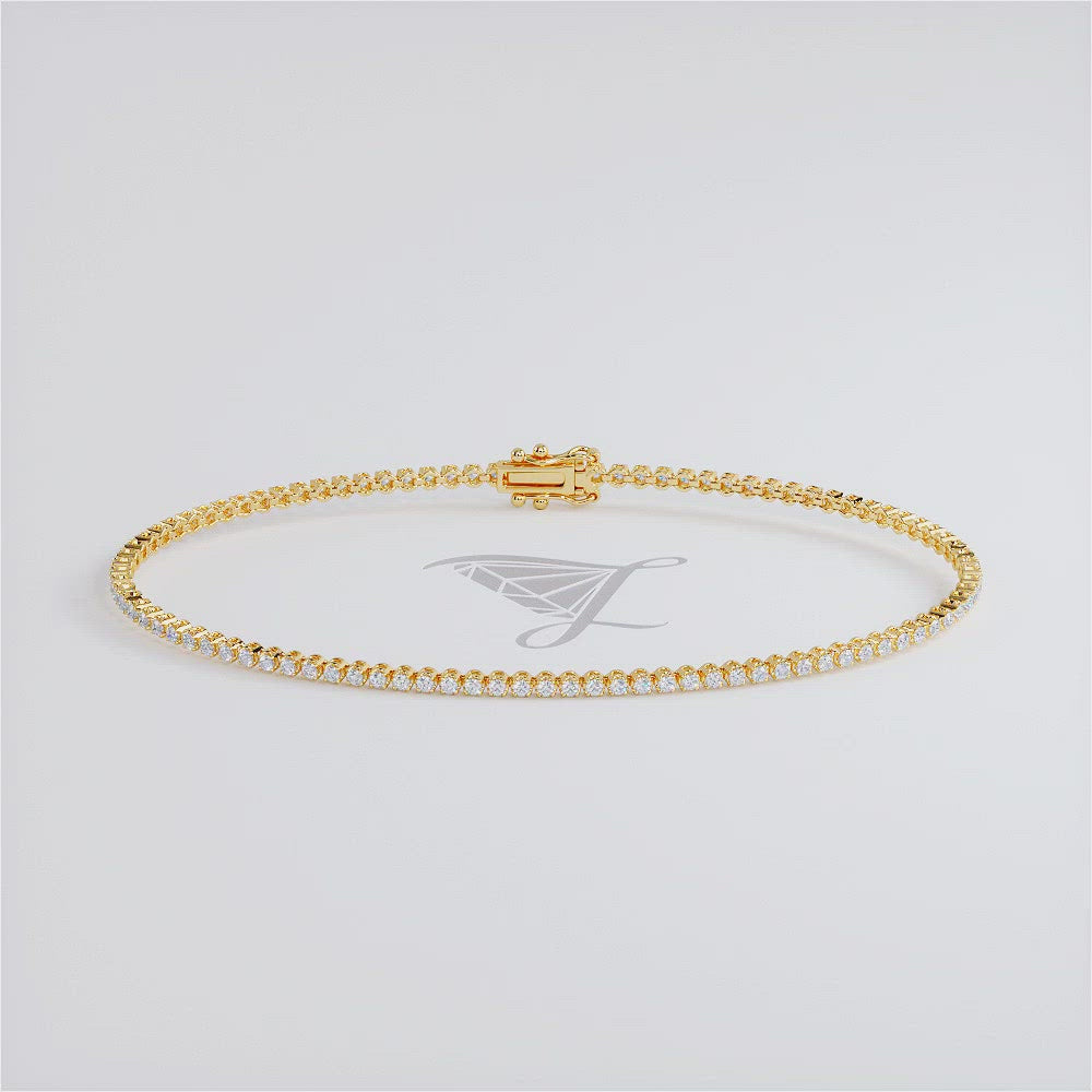 1.00ctw Round Brilliant Buttercup Diamond Tennis Bracelet set in 14k Yellow Gold