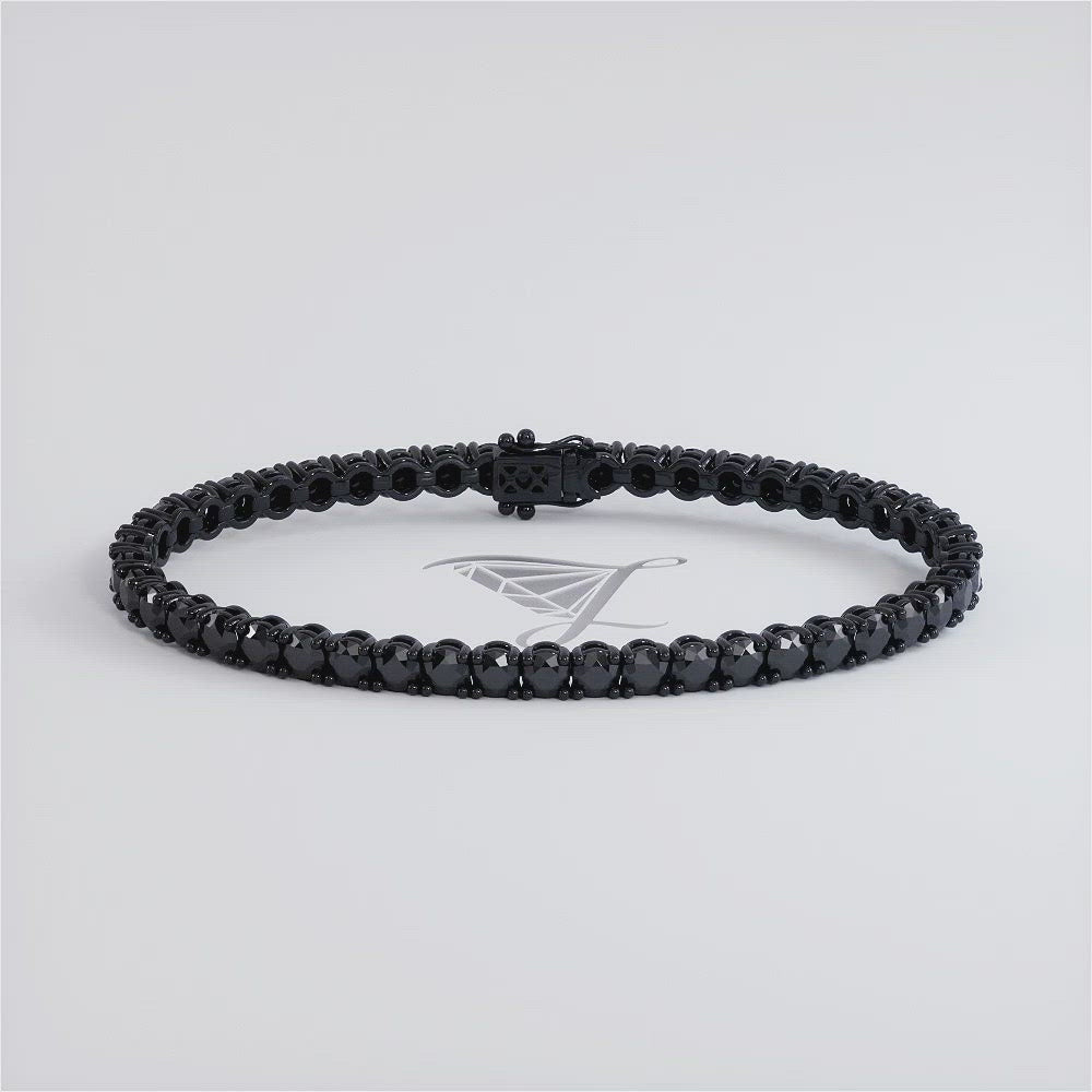 7.50ctw Round Brilliant Black Diamond Tennis Bracelet set in 14k Black Gold